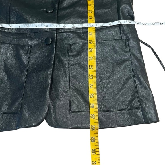 7 For All Mankind Faux Vegan Leather Belted Jacket Blazer Black Size Large - Picture 12 of 16